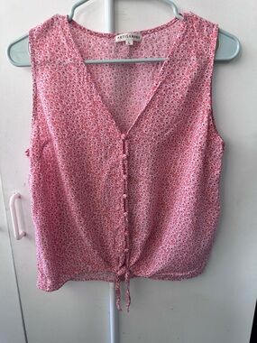 Artisan Ny Pink Floral Button-Front Tie-Hem Camisole